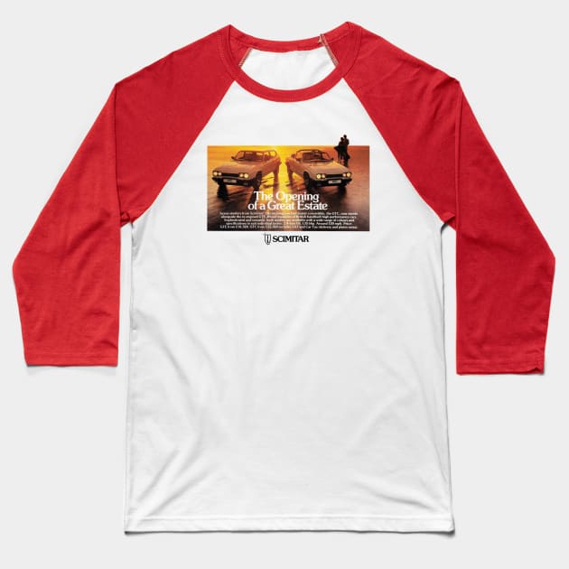 RELIANT SCIMITAR - 80s ad Baseball T-Shirt by Throwback Motors